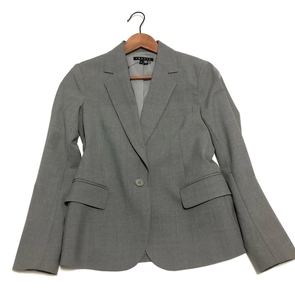 NWOT THEORY Virgin Wool Tailor Blazer Sz 00 Grey - Picture 2 of 7